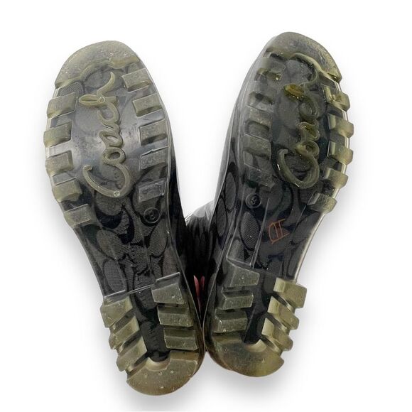 Coach Signature C Rainboot Gray & Black Outdoor Rubber Galosh Women’s Size 9 - Picture 15 of 16